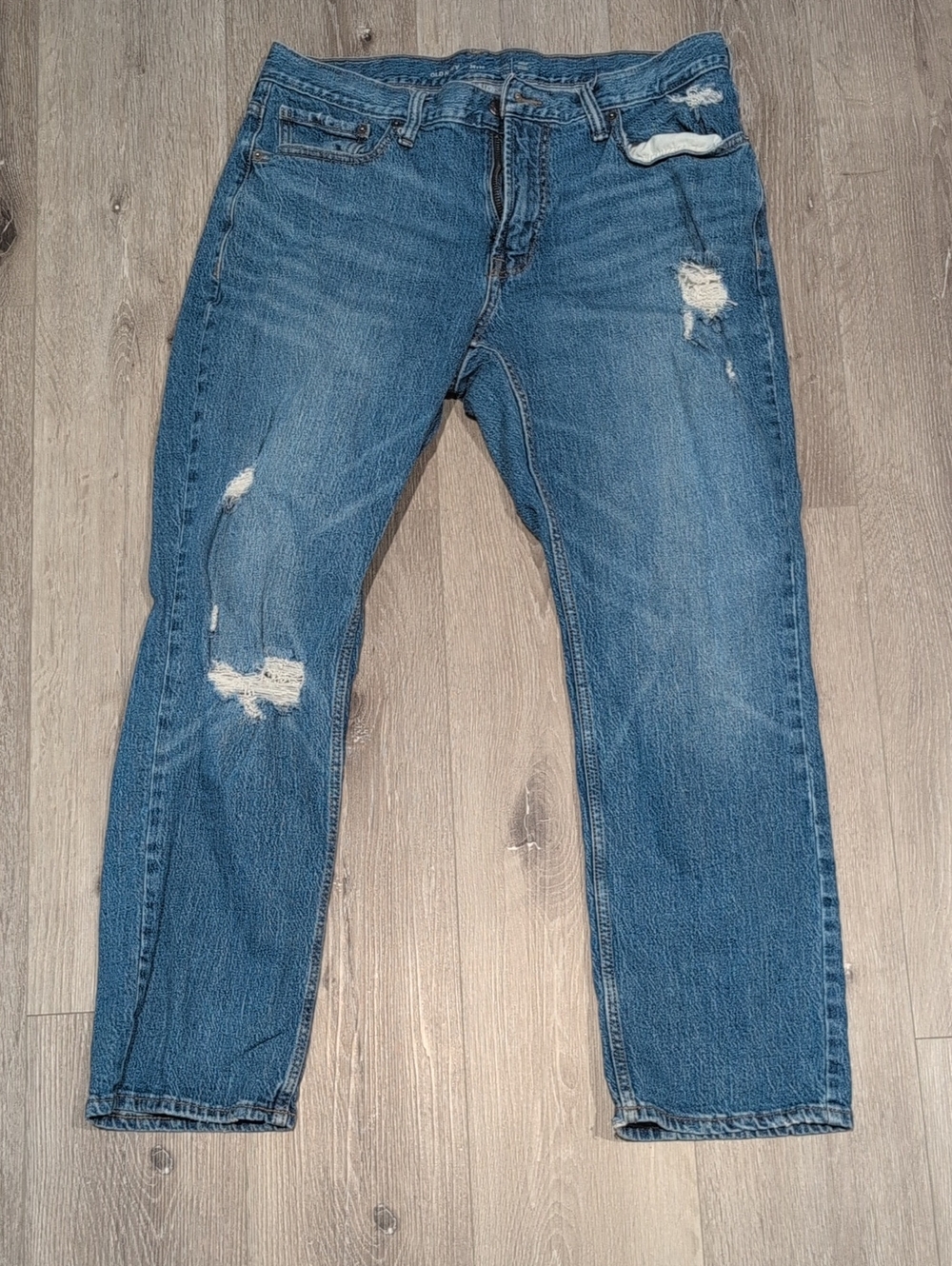 Old Navy Men's Blue Straight Leg Distressed Jeans